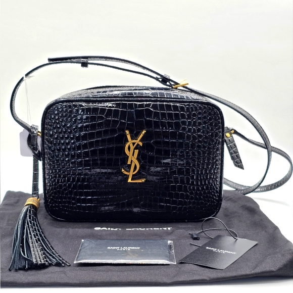 1A❤️NWT Saint Laurent Lou Croc Embossed Leather Camera Bag - Picture 1 of 15